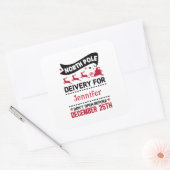 赤と白の黒の北極SANTA配送名 スクエアシール (封筒)