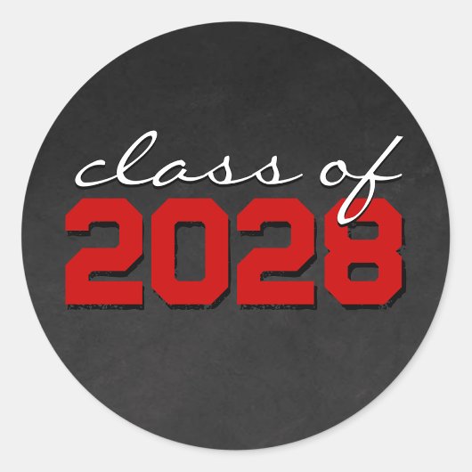 赤と白の黒板卒業ステッカー ラウンドシール