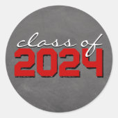 赤と白の黒板卒業ステッカー ラウンドシール (正面)