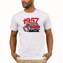 赤と白の1957年のBuickのステーションワゴンのTシャツ