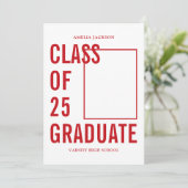 赤と白の25写真卒業のクラス 案内状 (スタンド正面)