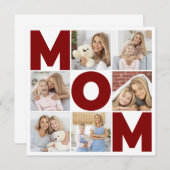 赤と白の6枚写真コラージュ ママ フラット カード (正面/裏面)