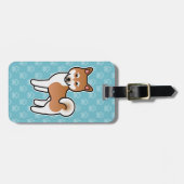 赤と白のAlaskan+Klee+Kai犬のイラスト ラゲッジタグ (正面横)