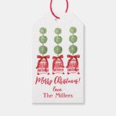 赤と白のChinoiserieトピアリークリスマス ギフトタグ (正面)