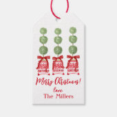 赤と白のChinoiserieトピアリークリスマス ギフトタグ (正面)