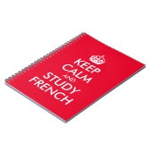赤と白のKeep Calm and Study French ノートブック (左側)