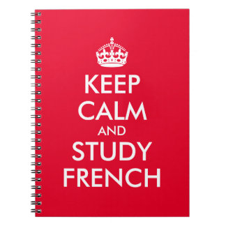 赤と白のKeep Calm and Study French ノートブック