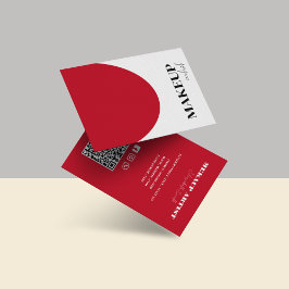 赤と白のQRコードメイクアップアーティストの名刺 名刺