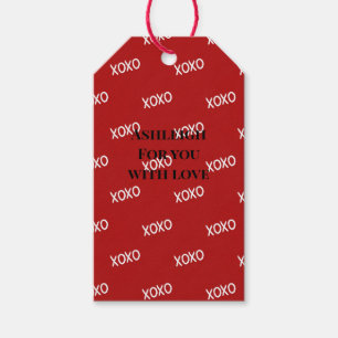 赤と白のXOXO ラブバレンタインデー ギフトタグ
