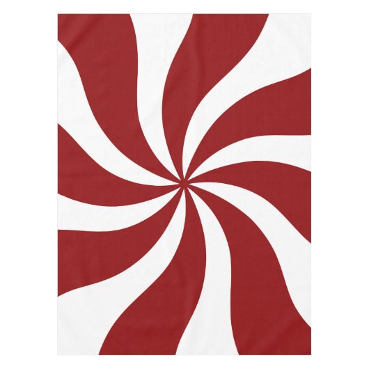 赤と白はっか菓子の渦巻 テーブルクロス (正面)