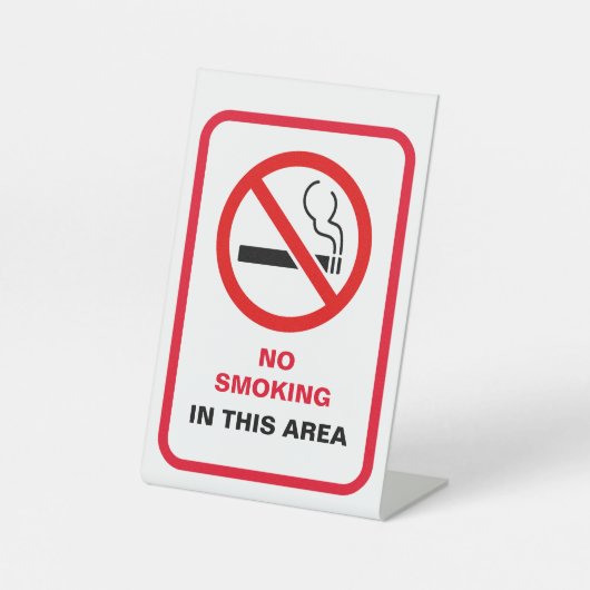 赤と白はっきりした喫煙なしメタルAフレーム 台座サイン (正面)