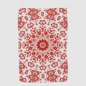 赤と白エスニック・バンダナ ゴルフタオル (正面)