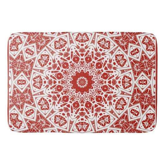 赤と白エスニック・バンダナ バスマット (正面)