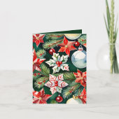 赤と白オーナメント写真とクラフトクリスマス カード (正面)