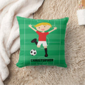 赤と白カスタマイズ可能なサッカーの男の子1 クッション (ブランケット)