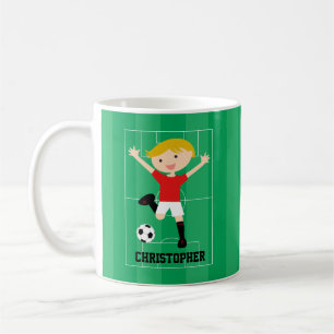 赤と白カスタマイズ可能なサッカーの男の子1 コーヒーマグカップ