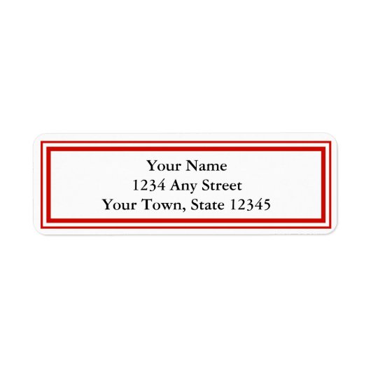 赤と白カスタム差出人住所ラベル ラベル (正面)