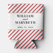 赤と白キャンディストライプキ結婚ー 缶クーラー (正面)
