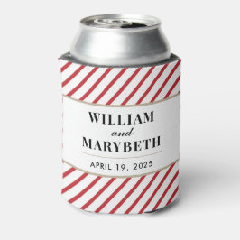 赤と白キャンディストライプキ結婚ー 缶クーラー
