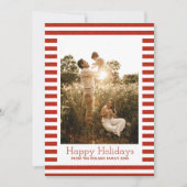 赤と白クラシッククリスマスストライプ写真 シーズンカード (正面)