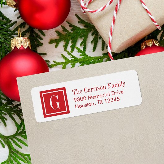 赤と白クラシック角モノグラム ラベル