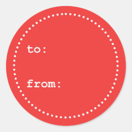 赤と白クリスマスのギフトラウンドステッカー ラウンドシール