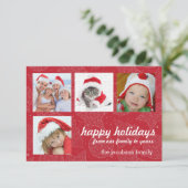 赤と白クリスマスの写真カード 招待状 (スタンド正面)