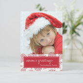 赤と白クリスマスの写真カード 招待状 (スタンド正面)