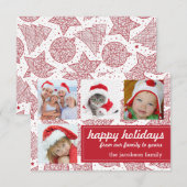 赤と白クリスマスの写真カード 招待状 (正面/裏面)