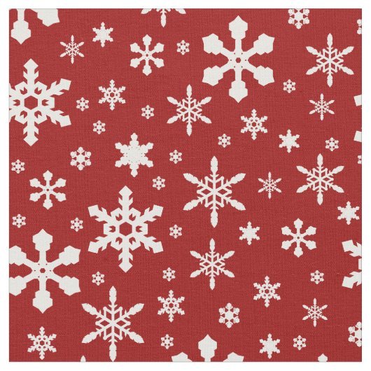赤と白クリスマスの冬の雪片パターン ファブリック (クローズアップ)