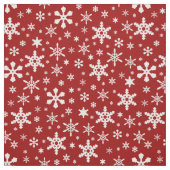 赤と白クリスマスの冬の雪片パターン ファブリック (見本)