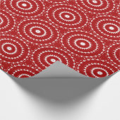 赤と白クリスマスの幾何学円 ラッピングペーパー (角)