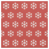 赤と白クリスマスの雪片パターン ファブリック (クローズアップ)