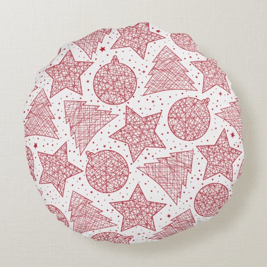 赤と白クリスマスまわり枕 ラウンドクッション (裏面)
