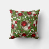 赤と白クリスマスオーナメント、クリスマス・ホリー クッション (裏面)