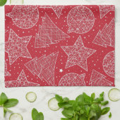 赤と白クリスマスキッチンタオル キッチンタオル (折り畳み)