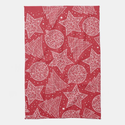 赤と白クリスマスキッチンタオル キッチンタオル (縦)