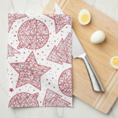 赤と白クリスマスキッチンタオル キッチンタオル (四つ折り)