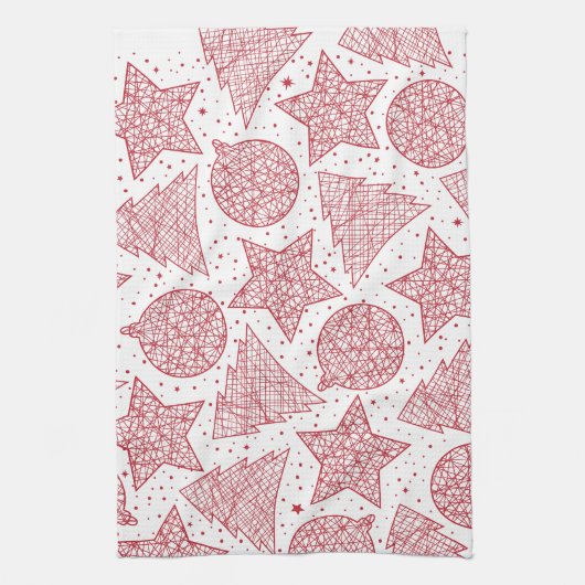 赤と白クリスマスキッチンタオル キッチンタオル (縦)