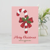 赤と白クリスマスキャンディーケイン及びカスタム文字 シーズンカード (スタンド正面)