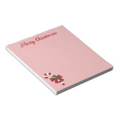 赤と白クリスマスキャンディーケイン及びカスタム文字 ノートパッド (アングル)