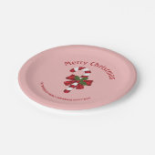 赤と白クリスマスキャンディーケイン及びカスタム文字 ペーパープレート (アングル)