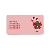 赤と白クリスマスキャンディーケイン及びカスタム文字 ラベル (正面)