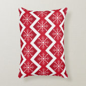 赤と白クリスマススノーフレークの模様 アクセントクッション (正面(垂直))