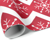 赤と白クリスマススノーフレークの模様 ラッピングペーパー (ロールコーナー)