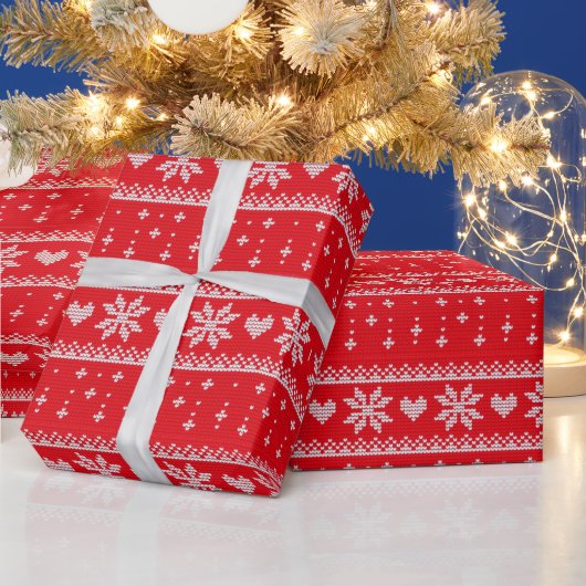 赤と白クリスマスセータービンテージクリスマス ラッピングペーパー (クリスマス)