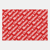 赤と白クリスマスタイポグラフィモダン休暇 ラッピングペーパーシート (正面2)