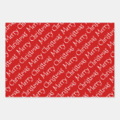 赤と白クリスマスタイポグラフィモダン休暇 ラッピングペーパーシート (正面)