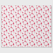 赤と白クリスマスツリーパターン ラッピングペーパー (フラット)