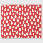 赤と白クリスマスツリーパターン ラッピングペーパー (フラット)